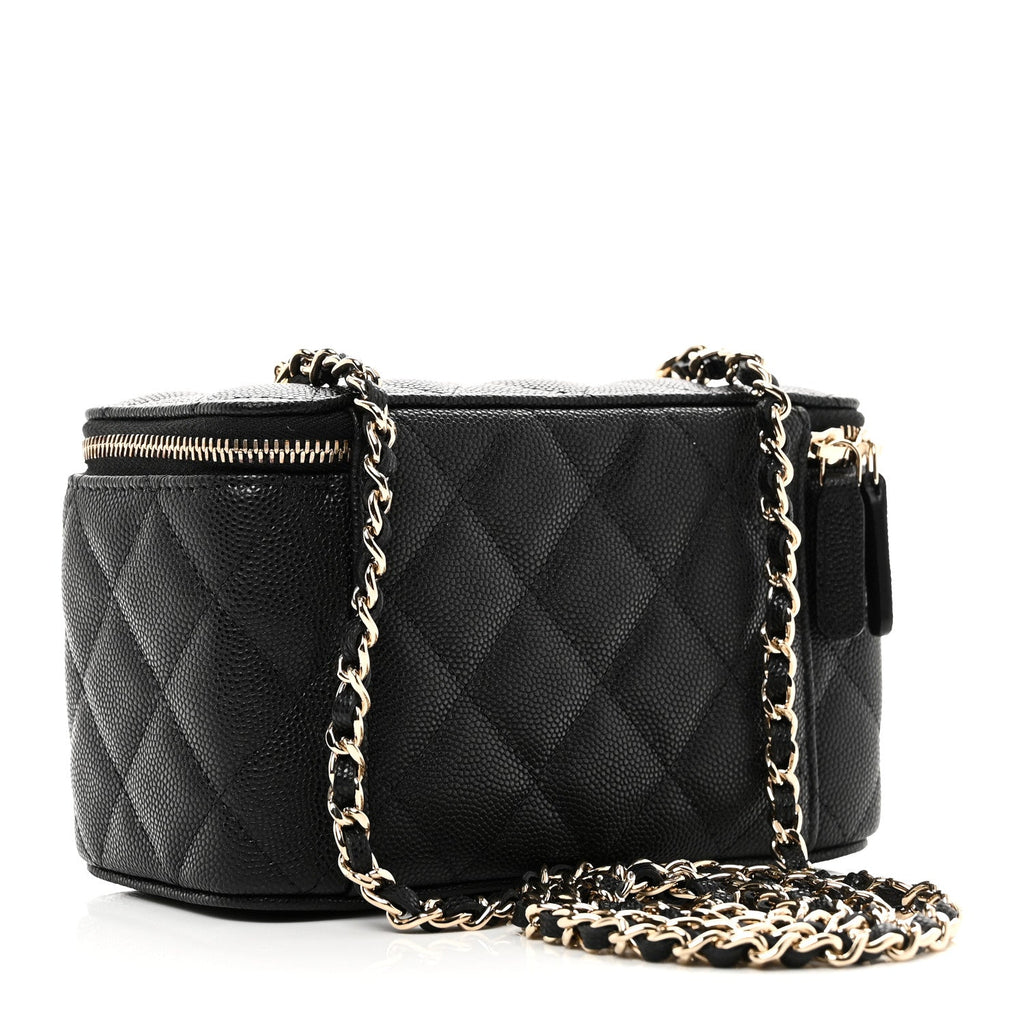 Chanel Caviar Quilted Small Vanity Case With Chain Black