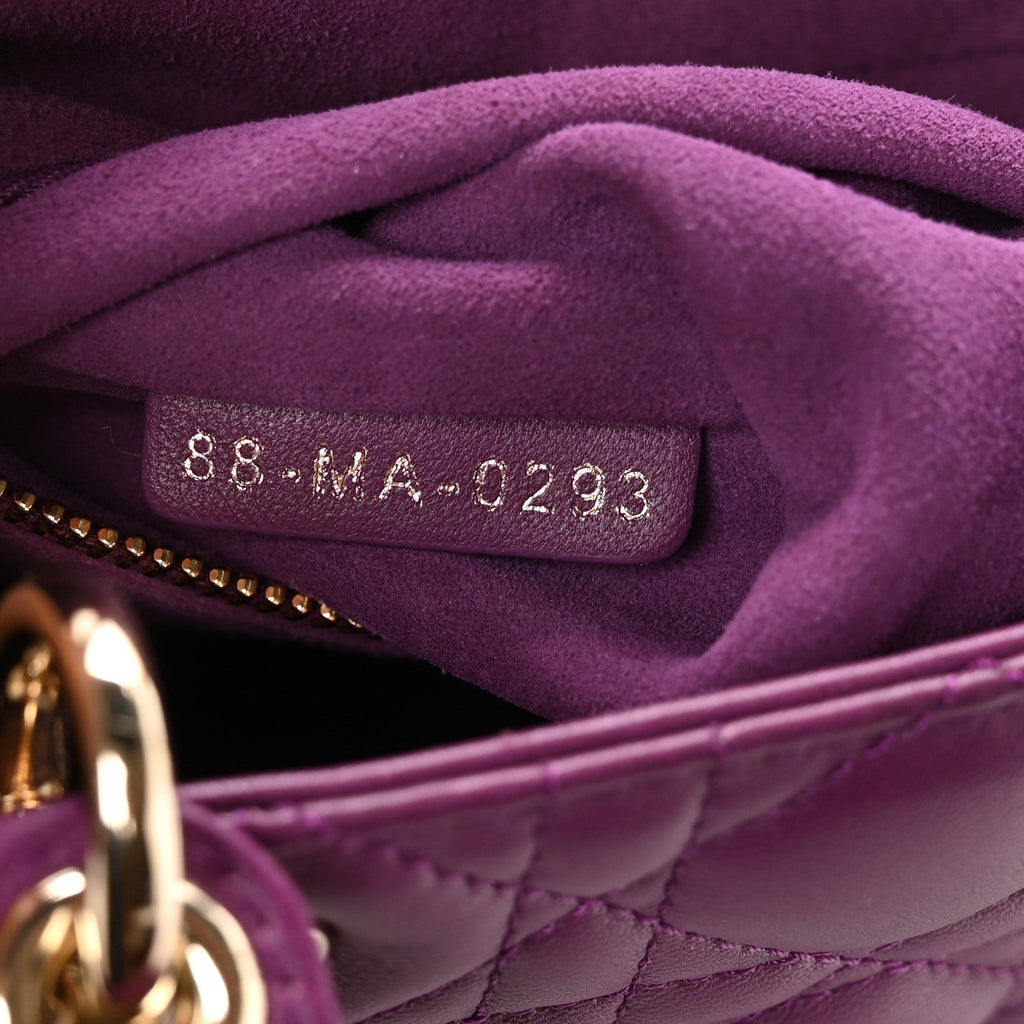 Christian Dior Lambskin Cannage Small My ABCDior Lady Dior Purple