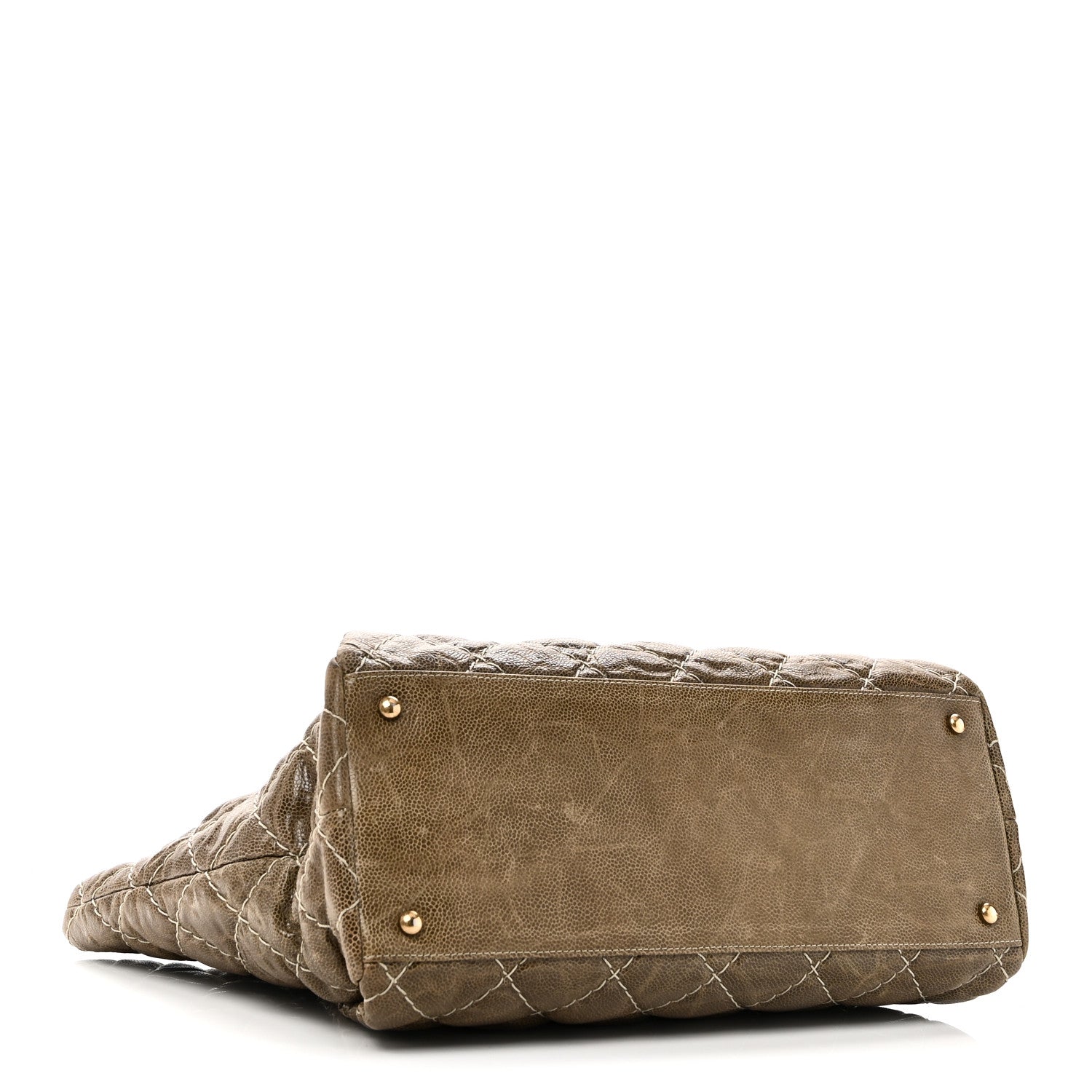 Chanel Crumpled Grained Calfskin Large Coco Pleats Tote Khaki