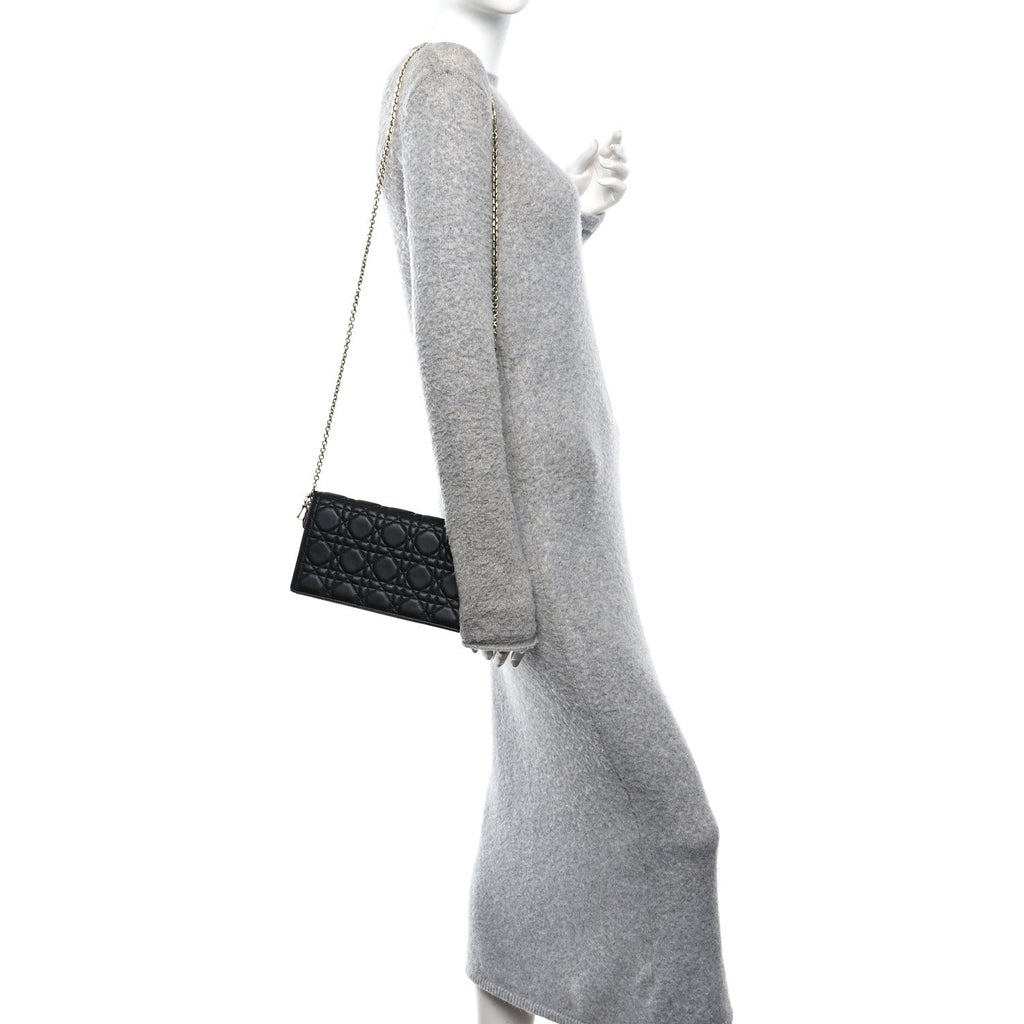 Christian Dior Lambskin Cannage Lady Dior Pouch Black