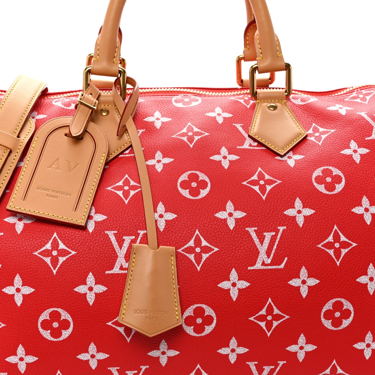 Louis Vuitton Calfskin Monogram Speedy P9 Bandouliere 40 Red
