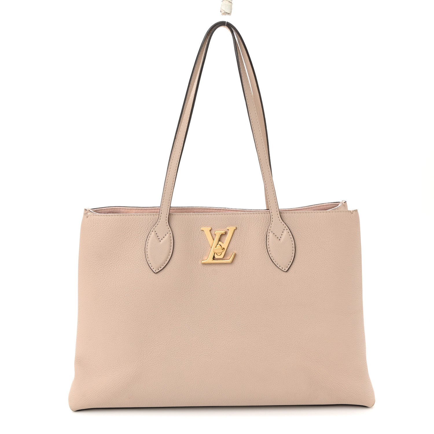 Louis Vuitton Grained Calfskin Lockme Shopper Greige
