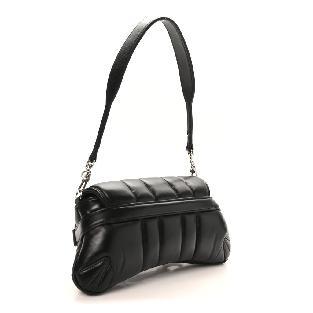 Gucci Nappa Vertical Matelasse Small Maxi Horsebit Chain Shoulder Bag Black