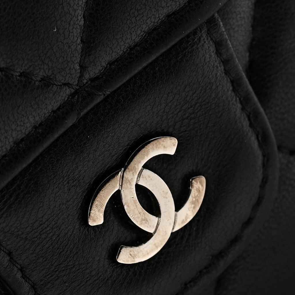 Lambskin Quilted Large Flap Wallet Black