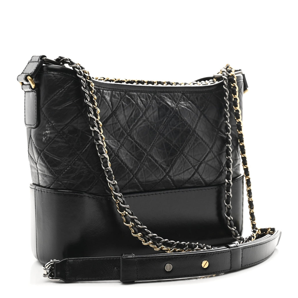 Chanel Aged Calfskin Quilted New Medium Gabrielle Hobo Black