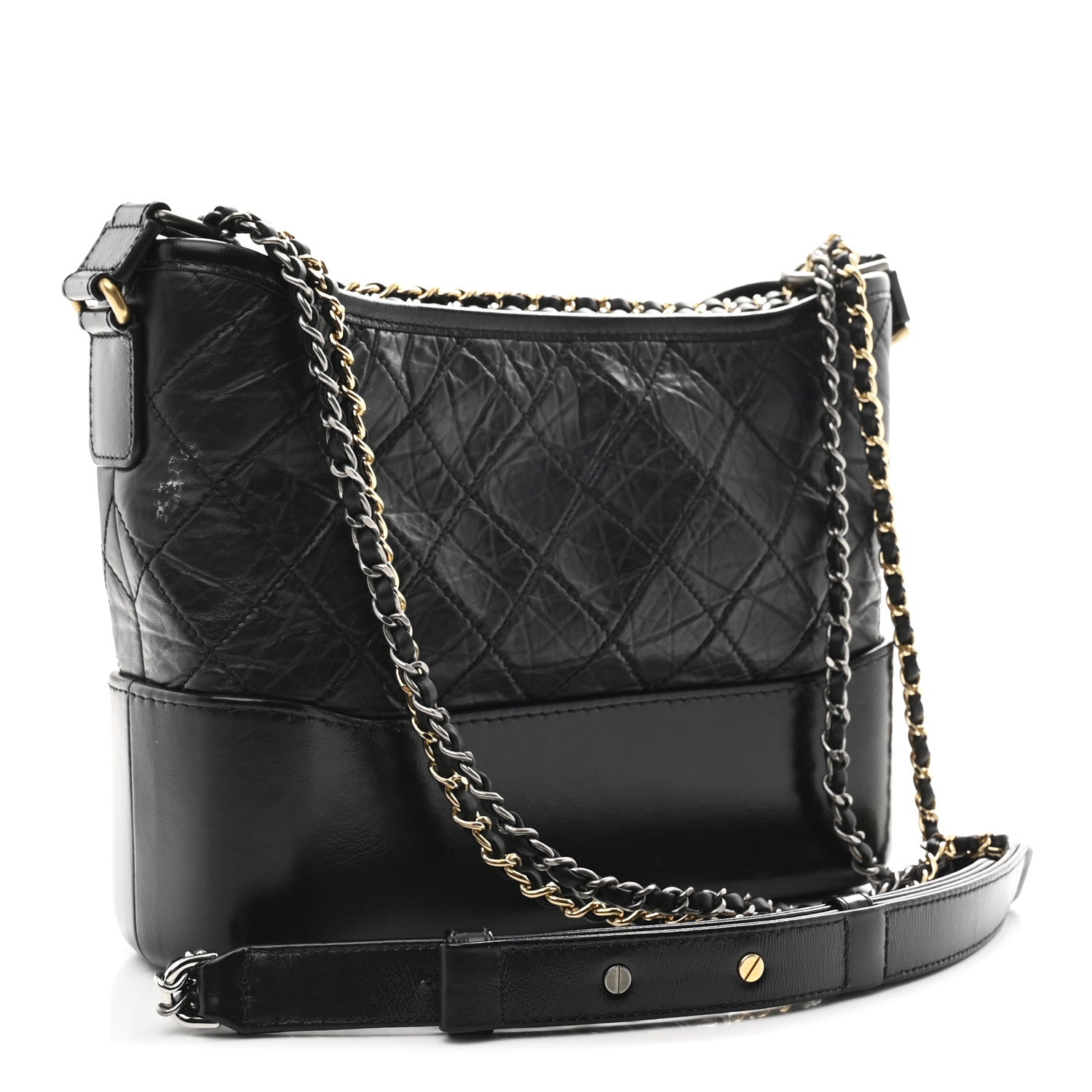 Chanel Aged Calfskin Quilted New Medium Gabrielle Hobo Black