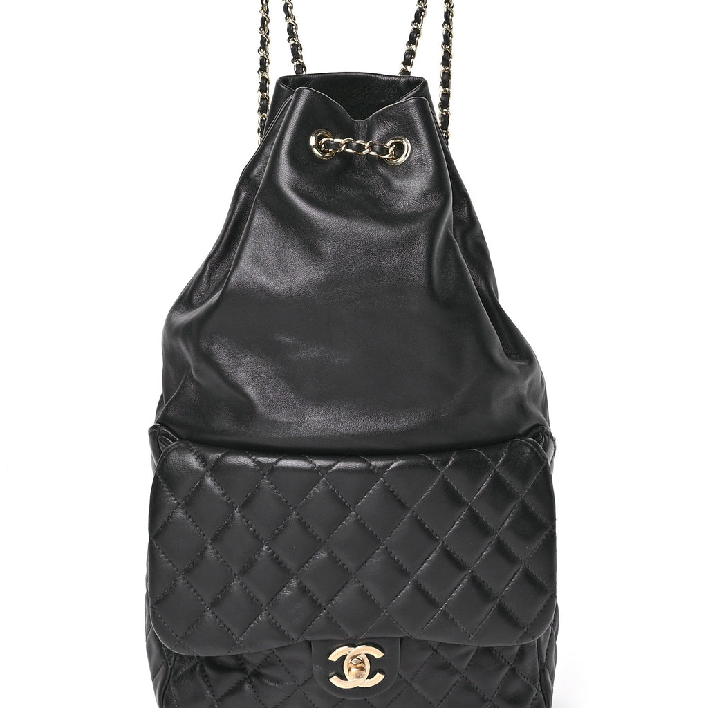 Chanel Lambskin Quilted Large In Seoul Backpack Black