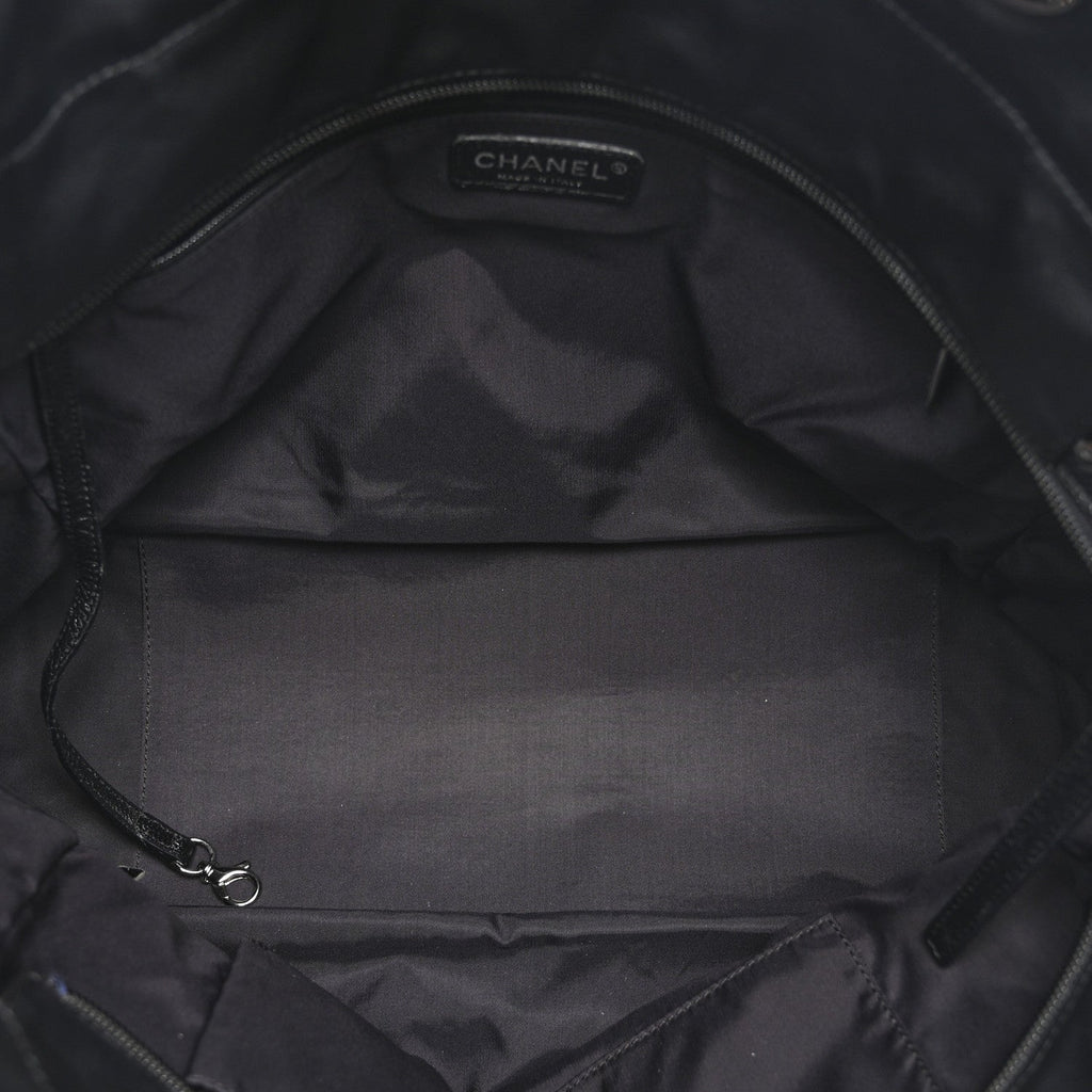 Chanel Coated Canvas Quilted Large Paris Biarritz Tote Black