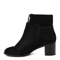 Chanel Suede Calfskin Knit Button Ankle Boots 36.5 Black