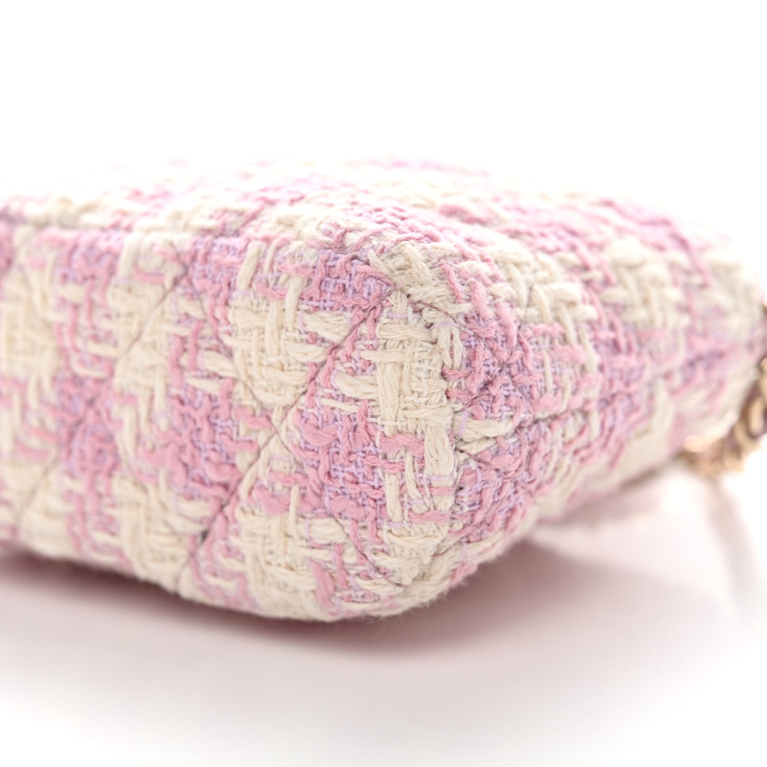 Chanel Tweed Quilted Mini Clutch With Chain Pink