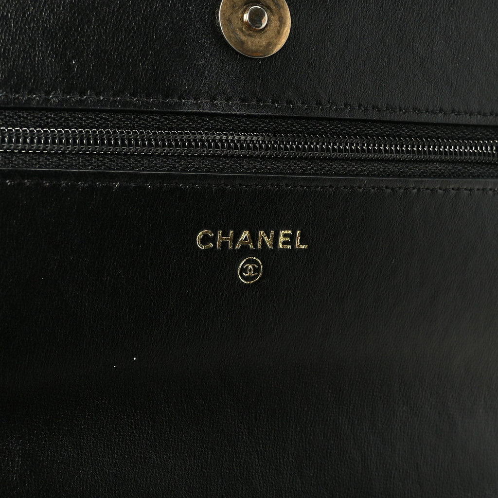 Chanel Lambskin Quilted Chanel 19 Wallet On Chain WOC Black