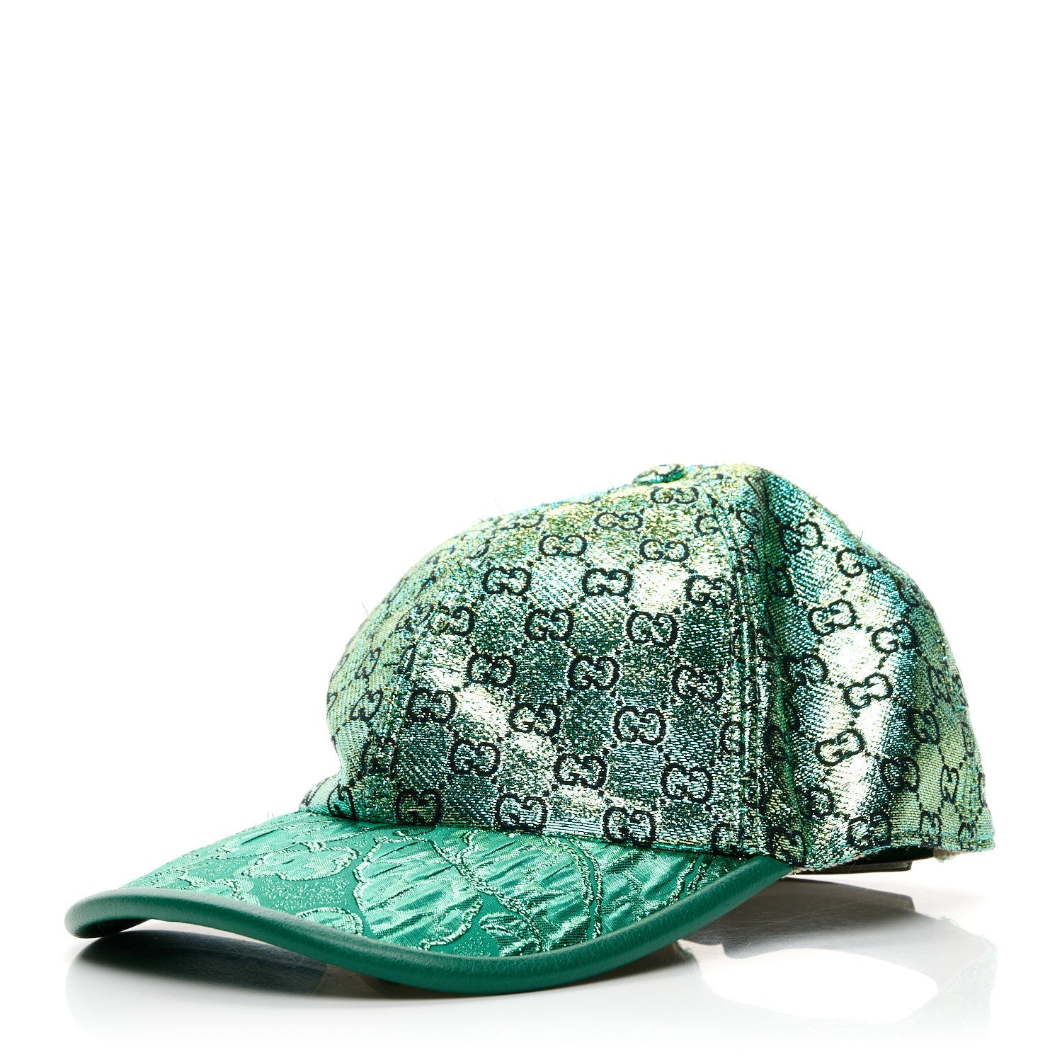 Gucci Silk Blend Jacquard Monogram Santa Barbara Baseball Hat S Green Black Radiant