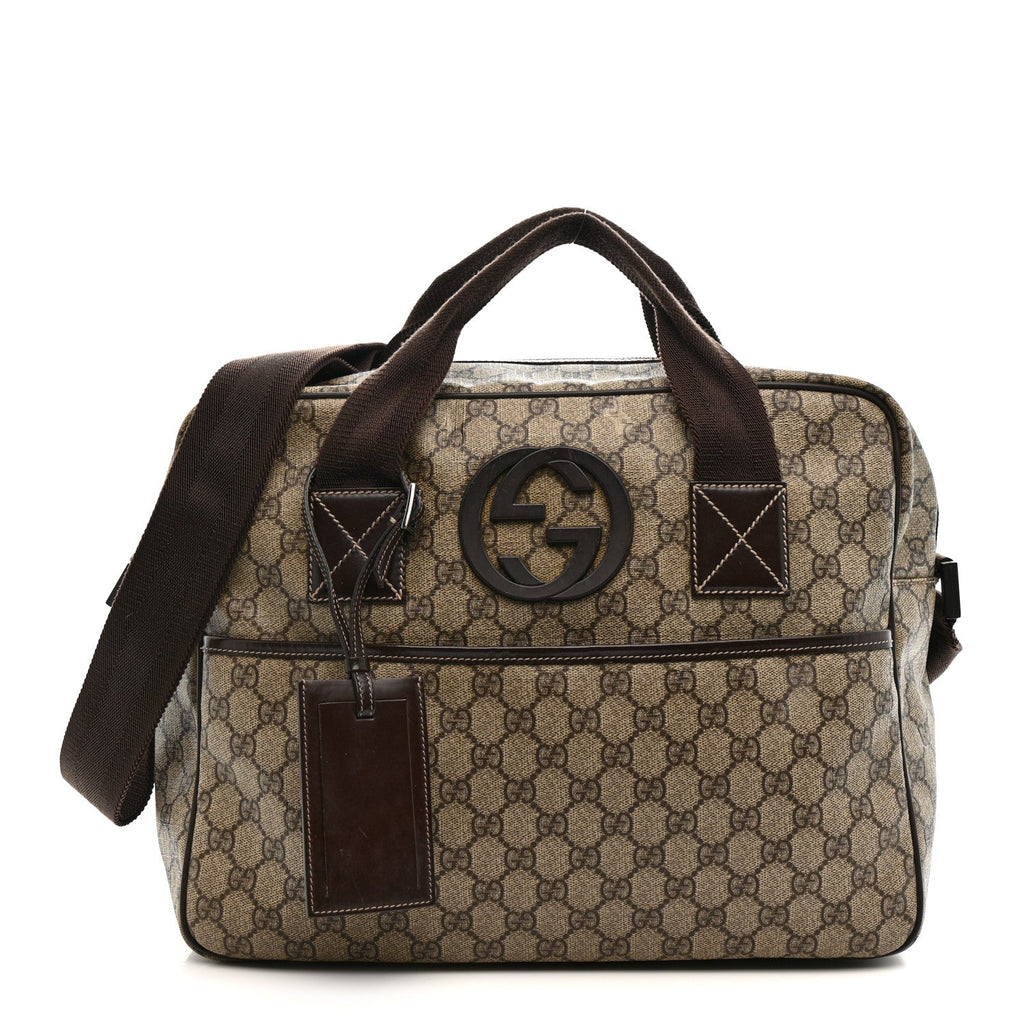 Gucci GG Plus Monogram Interlocking G Briefcase Brown
