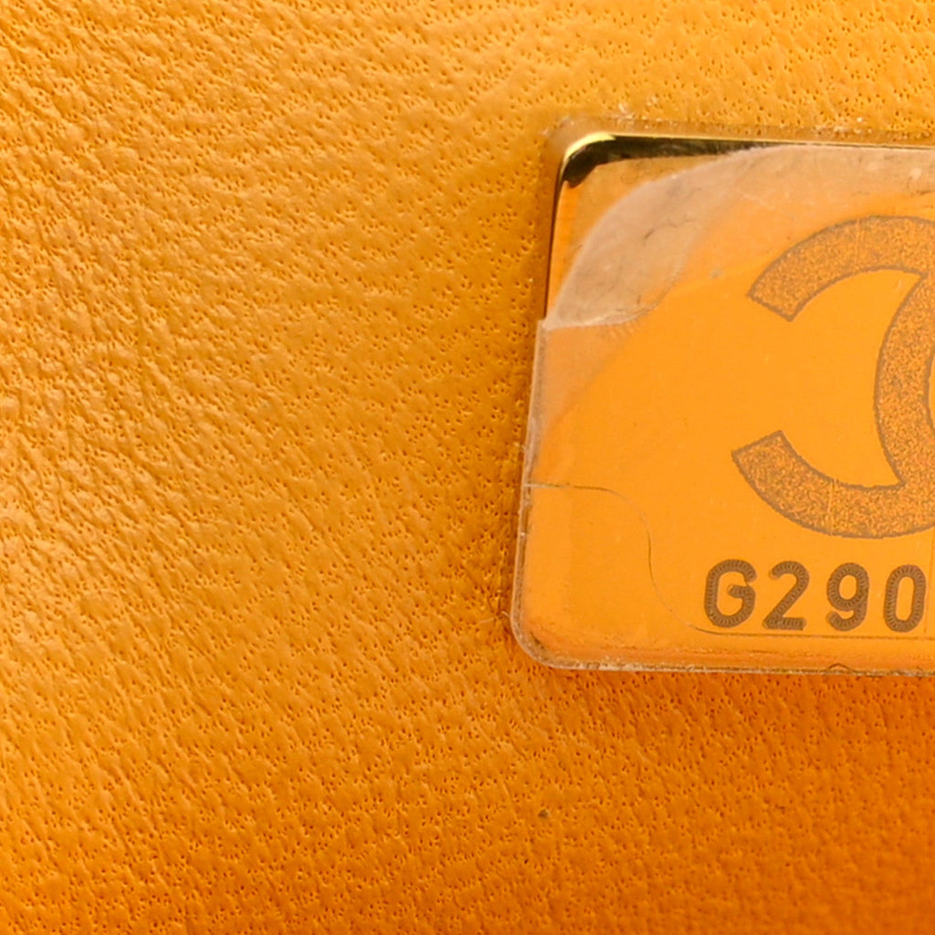 Chanel Lambskin Quilted Mini Top Handle Rectangular Flap Yellow