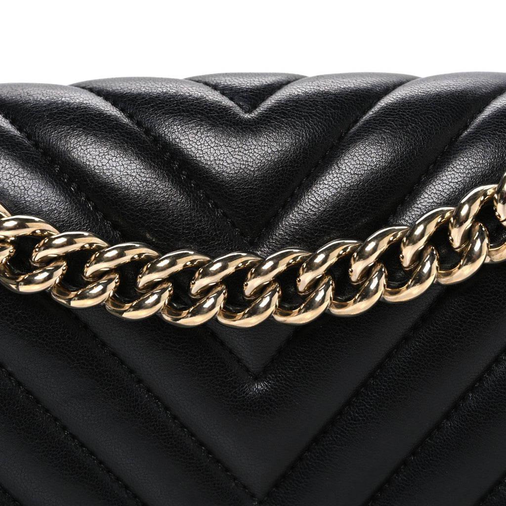 Chanel Calfskin Chevron Quilted Medium Boy Flap Black