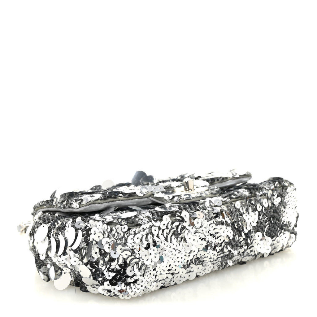 Chanel Sequin Mini Rectangular Flap Silver