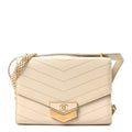 Chanel Calfskin Chevron Quilted Small Medal Flap White