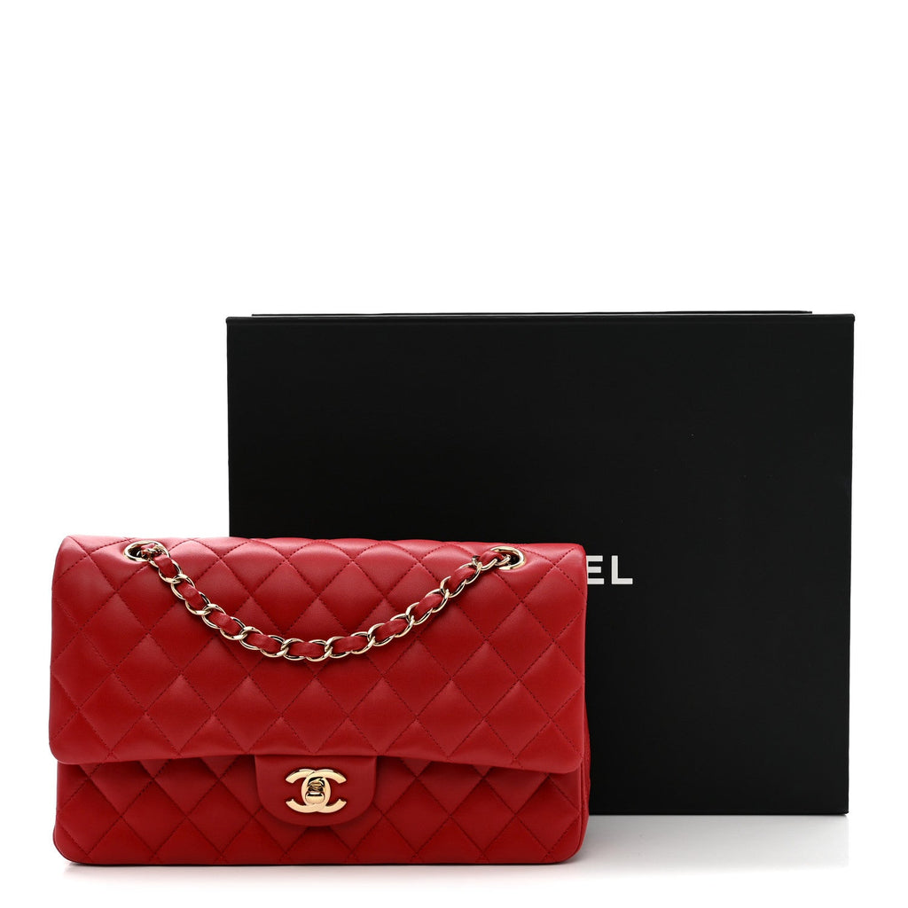 Chanel Lambskin Quilted Medium Double Flap Red