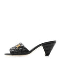 Lambskin Quilted Textured CC Mules 40 Black