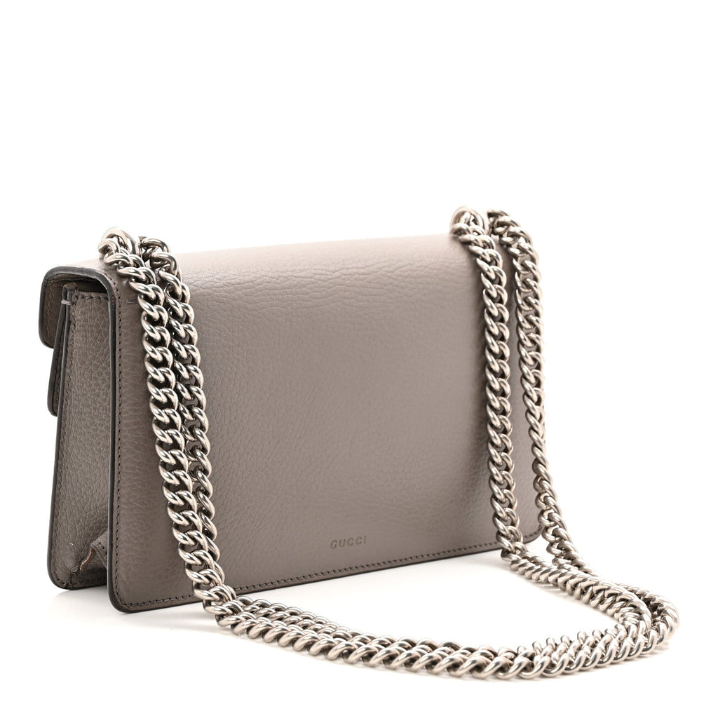 Gucci Dollar Calfskin Enamel Small Dionysus Shoulder Bag Dusty Grey Electric Blue