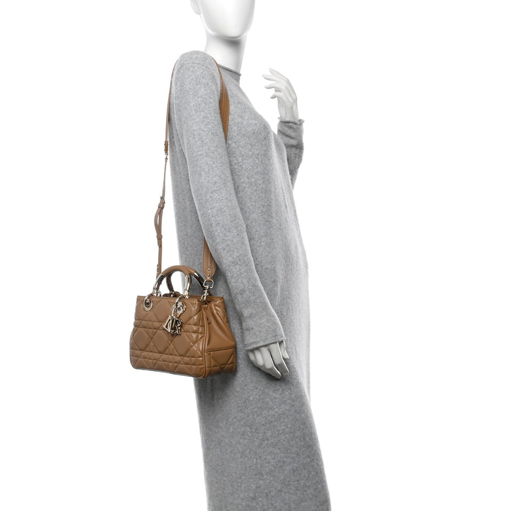 Christian Dior Calfskin Cannage Small The Lady 95.22 Beige