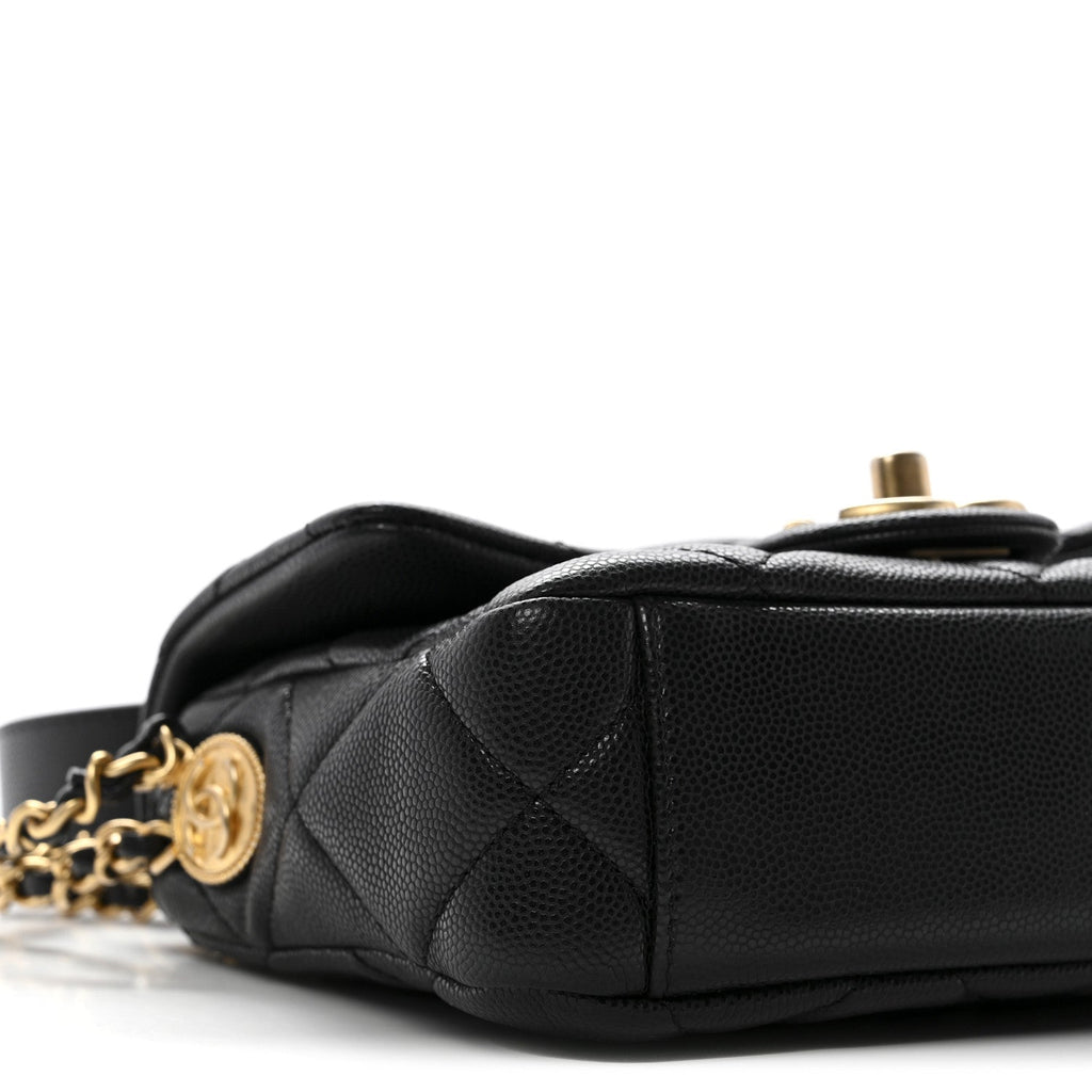 Chanel Caviar Quilted Mini Twist Your Buttons Flap Black