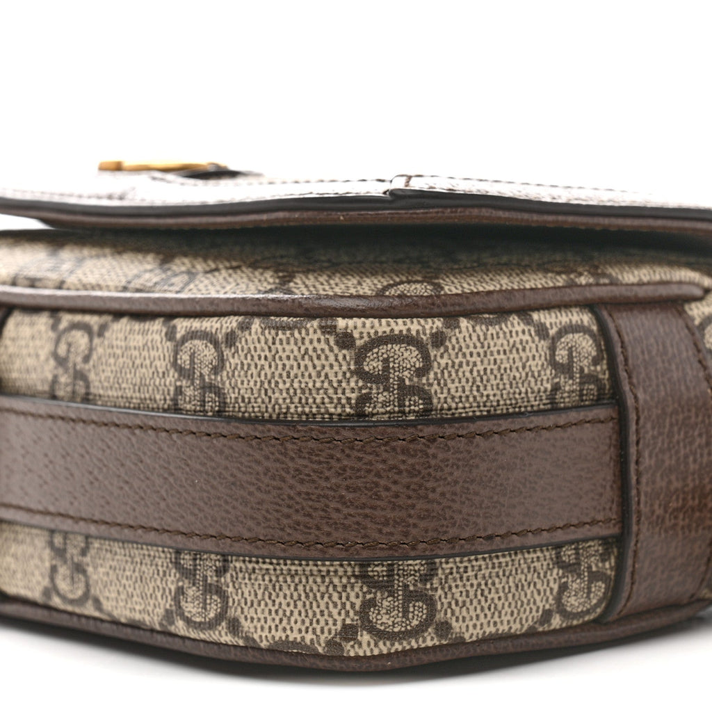 Gucci GG Supreme Monogram Web Mini Ophidia Flap Shoulder Bag Brown