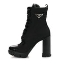 Prada Spazzolato Re-Nylon Metal Triangle Logo 110mm Ankle Boots 36.5 Black