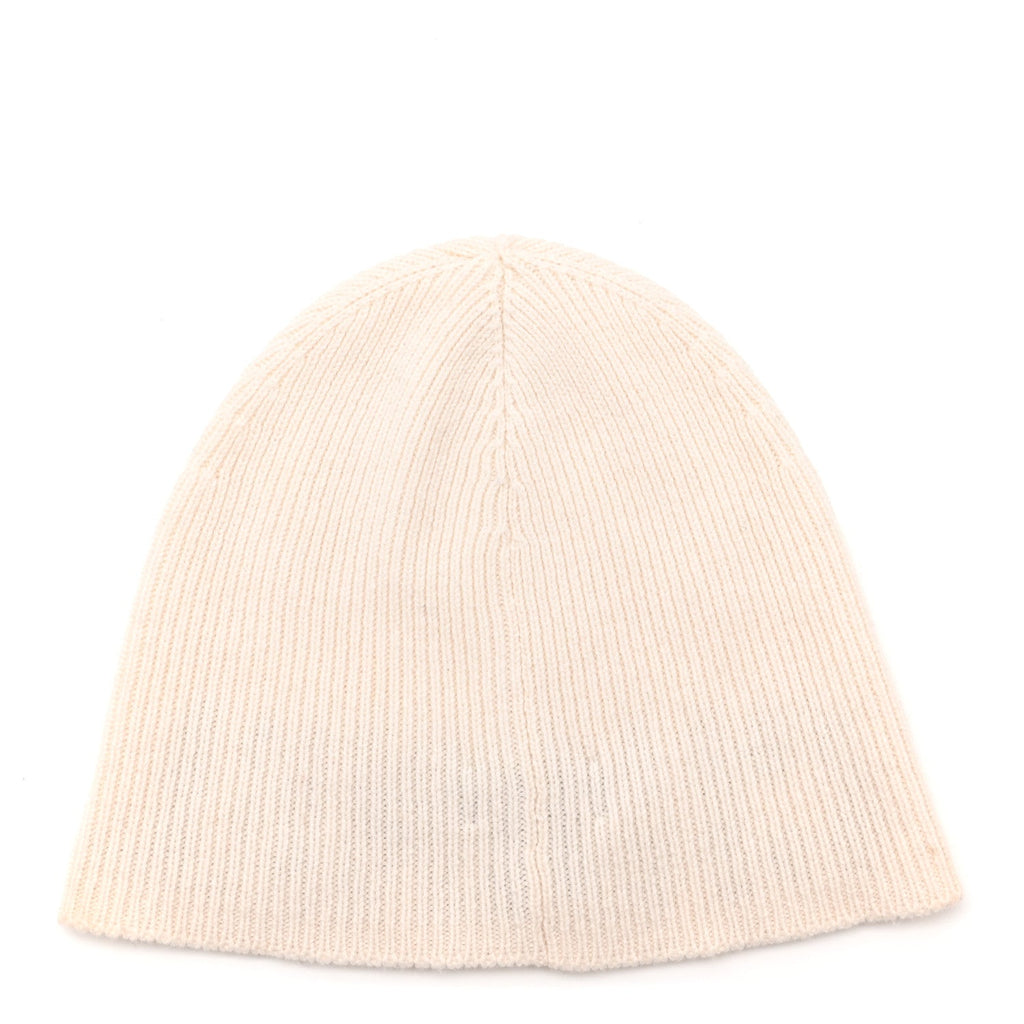 Cashmere Logo Beanie Hat White Grey