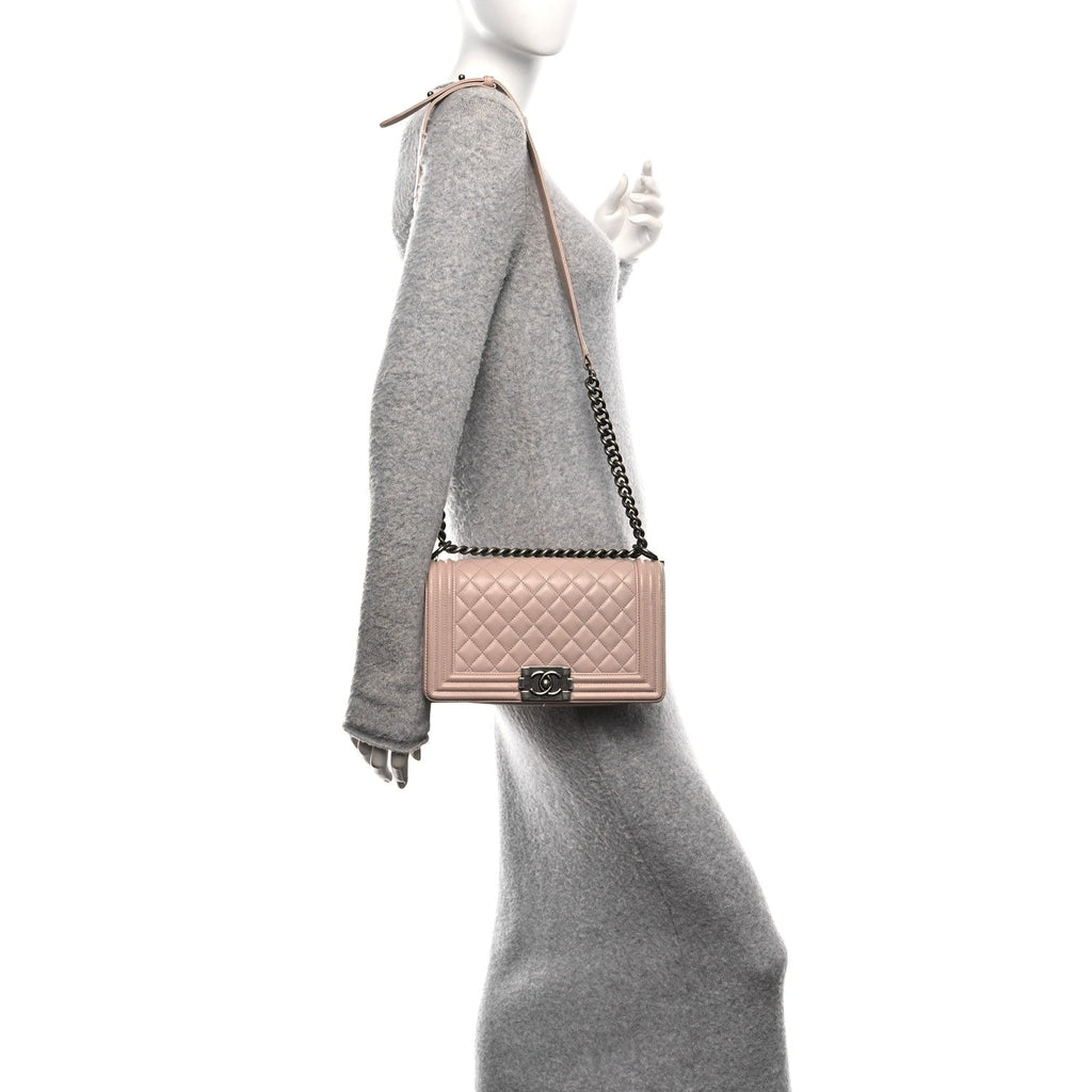 Chanel Lambskin Quilted Medium Boy Flap Light Pink