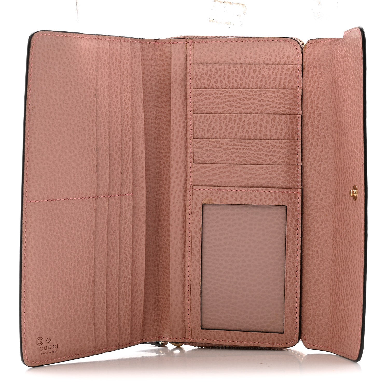 Gucci Dollar Calfskin Interlocking G Continental Wallet Soft Pink