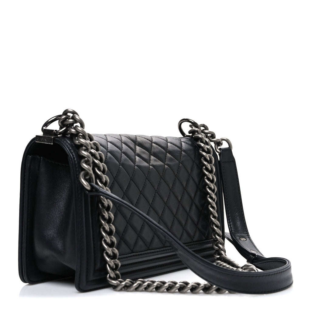 Chanel Lambskin Quilted Medium Boy Flap Black