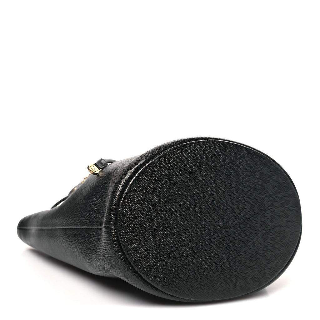 Chanel Caviar Deauville Drawstring Bucket Bag Black