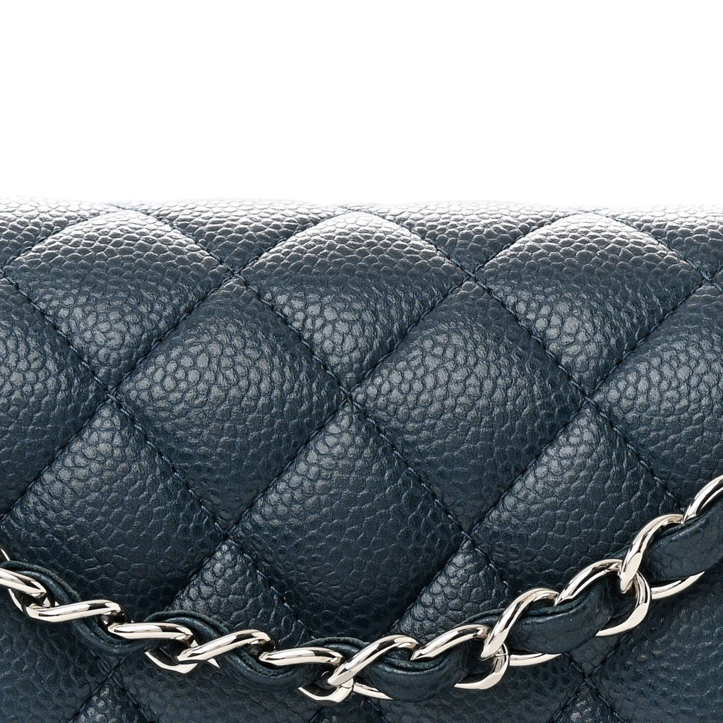 Chanel Pearly Caviar Quilted Medium Double Flap Blue