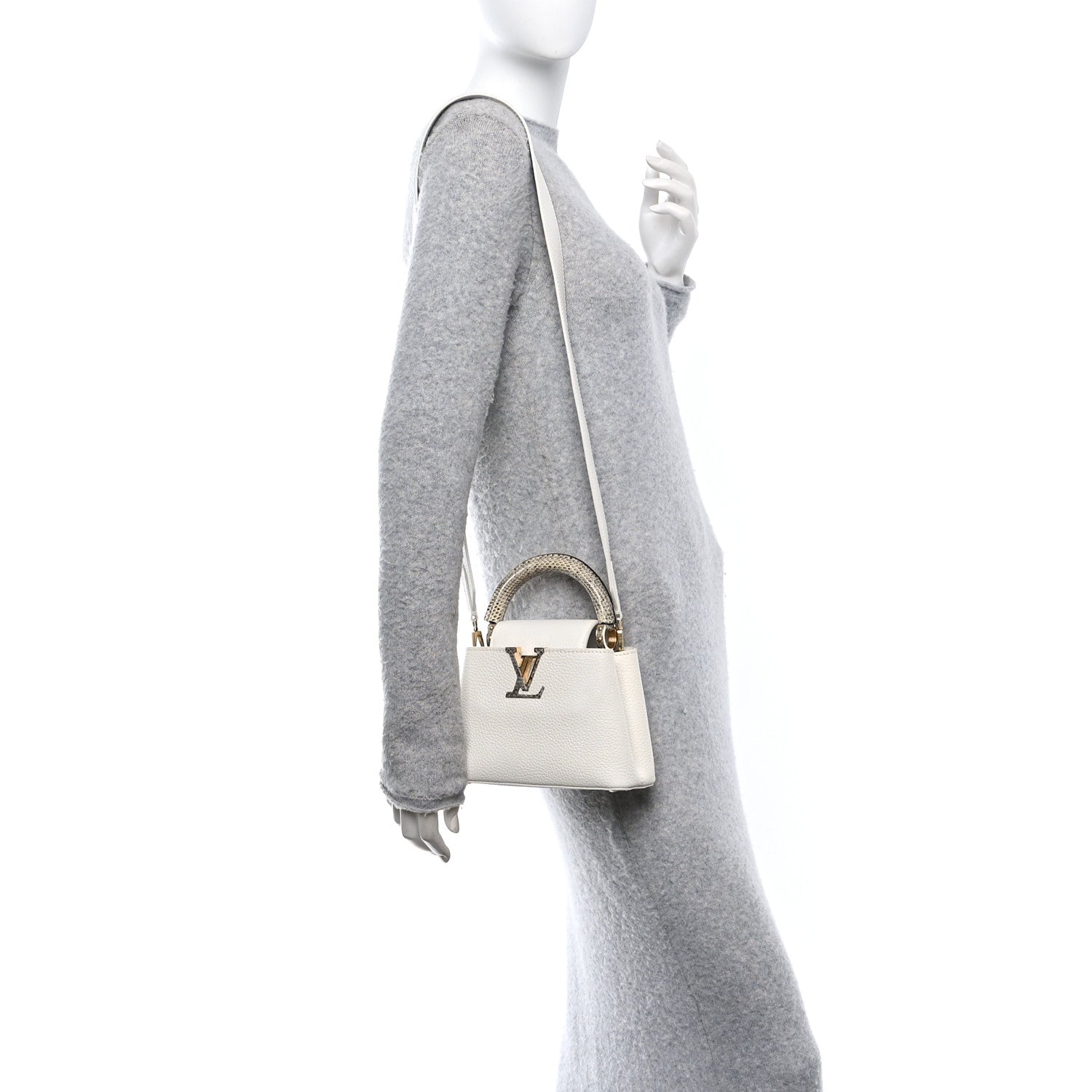 Louis Vuitton Taurillon Ayers Capucines Mini White Snow White