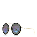 Gucci Metal Round Frame Tiger Print Sunglasses GG0061S Gold