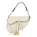 Christian Dior Grained Calfskin Mini Saddle Bag White