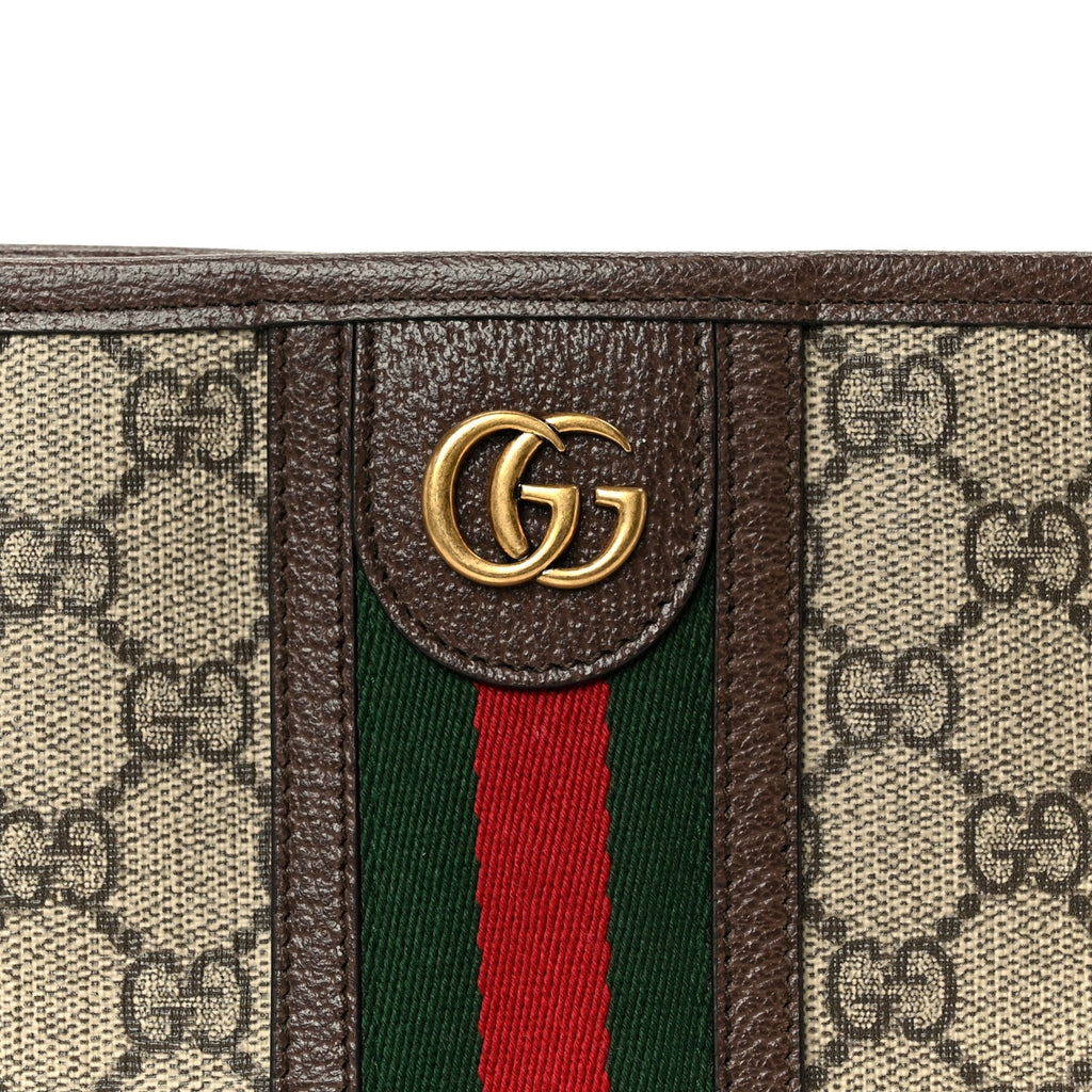 Gucci GG Supreme Monogram Web Ophidia GG Toiletry Case Beige New Acero