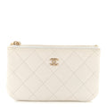 Caviar Quilted Small Cosmetic Case White
