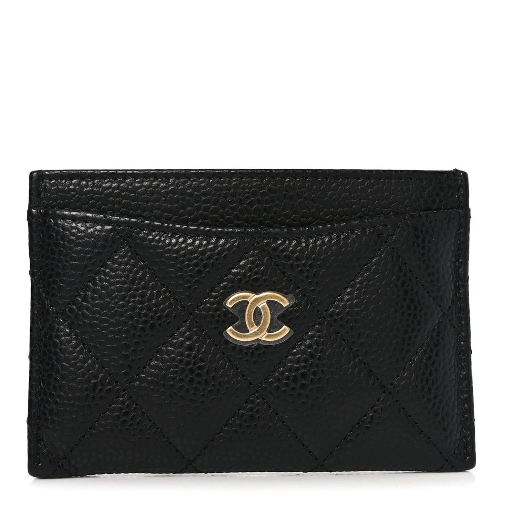 Caviar Quilted Card Holder Black