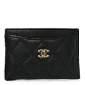 Caviar Quilted Card Holder Black
