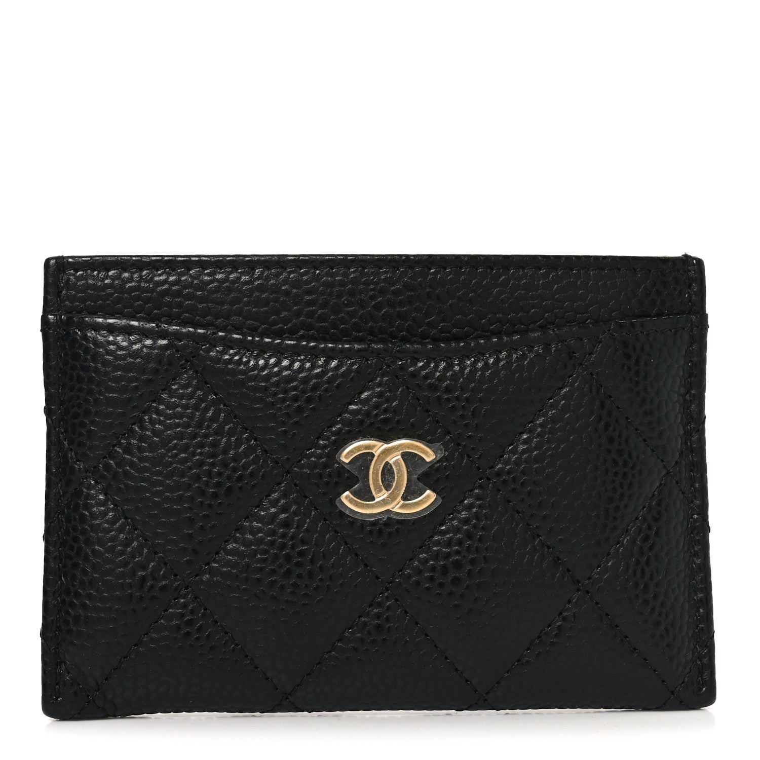 Caviar Quilted Card Holder Black