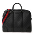 Gucci GG Supreme Monogram Appia Calfskin Web Briefcase Black