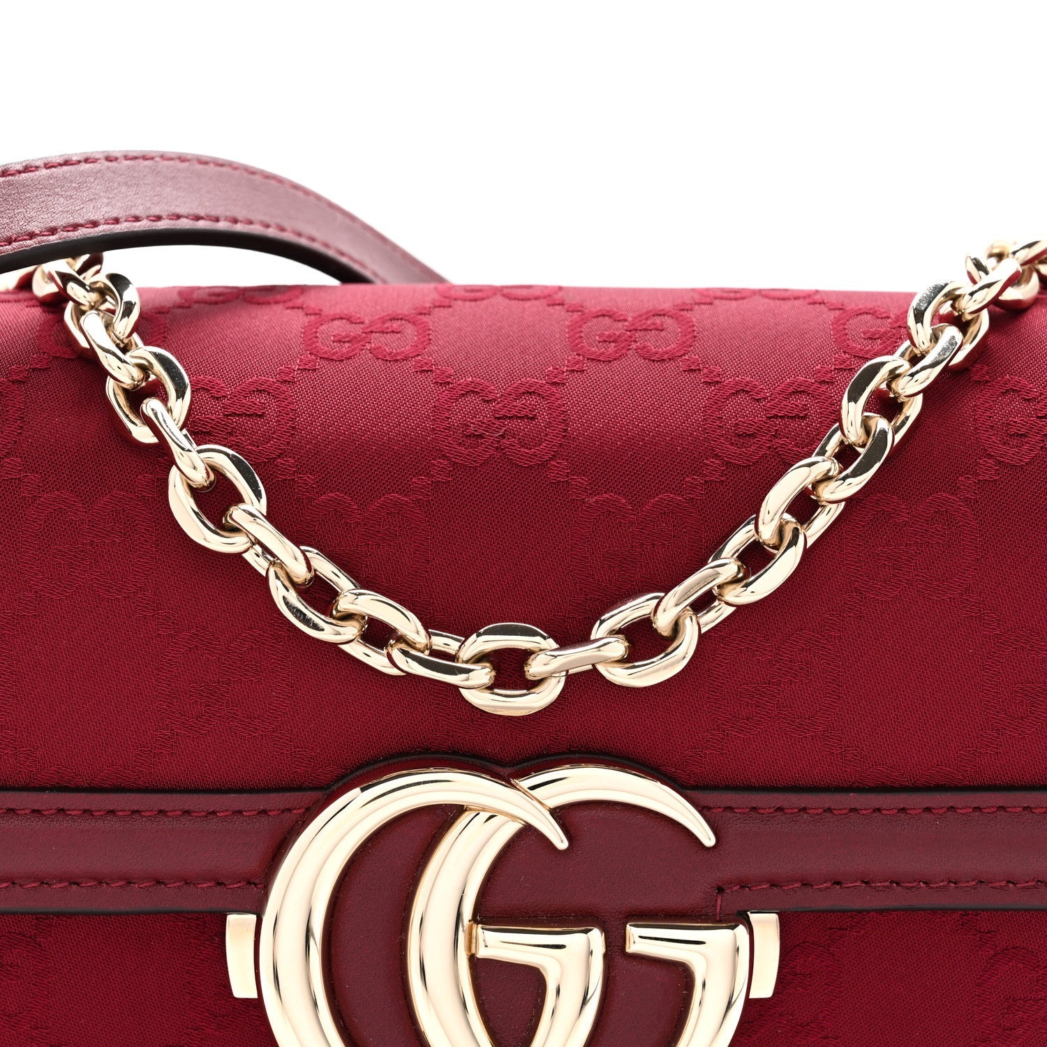 Gucci Crepe Wool Silk GG Monogram Go Small Shoulder Bag Rosso Ancora