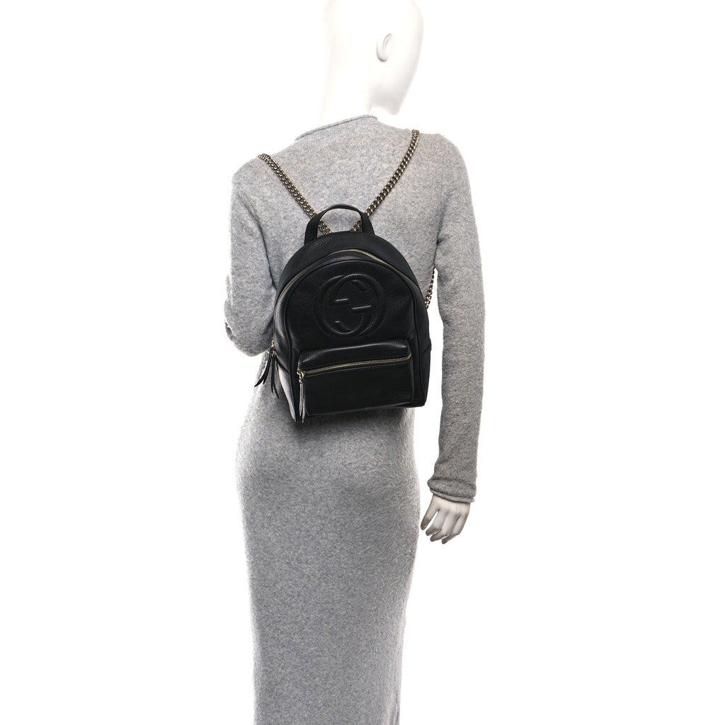 Gucci Pebbled Calfskin Soho Chain Backpack Black