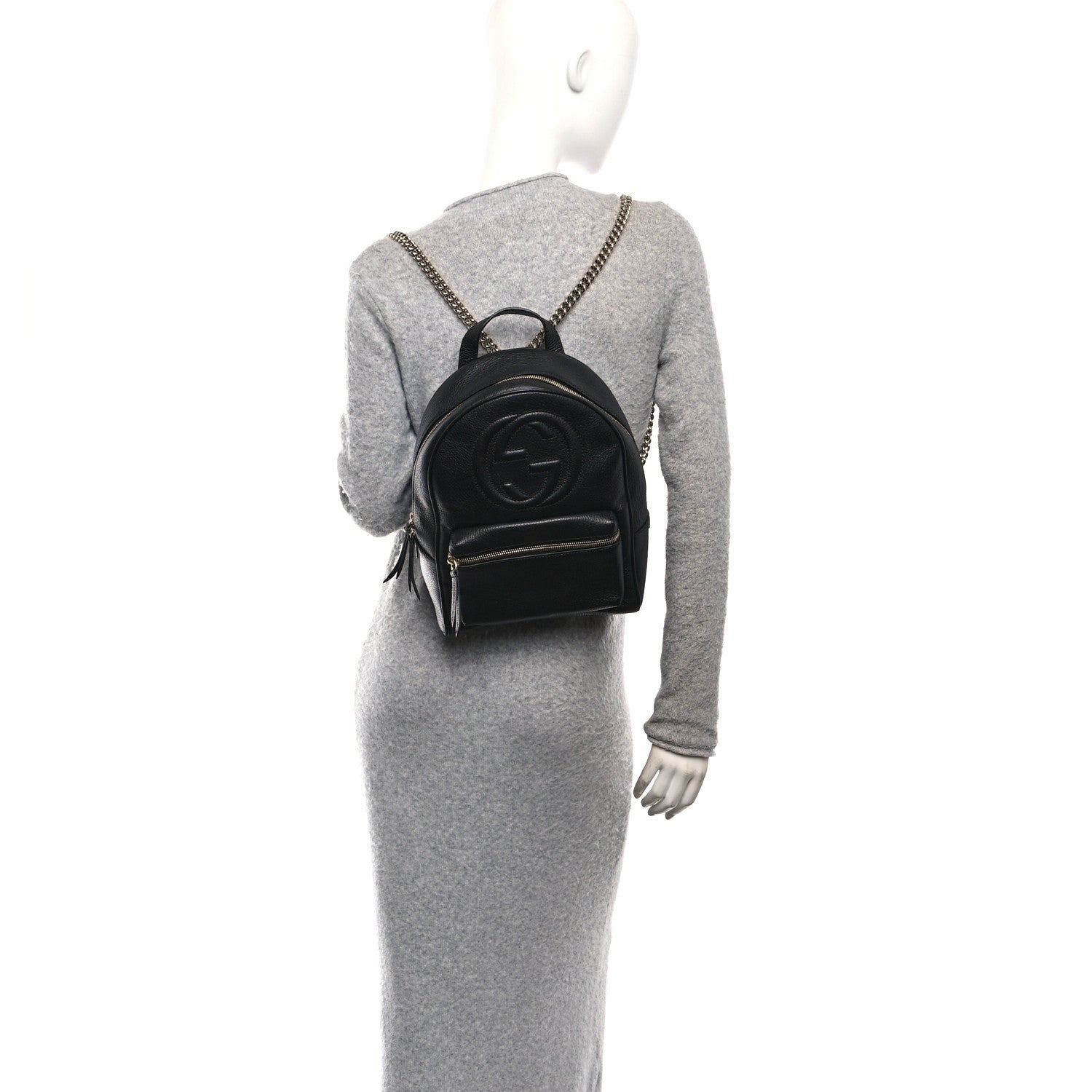 Gucci Pebbled Calfskin Soho Chain Backpack Black