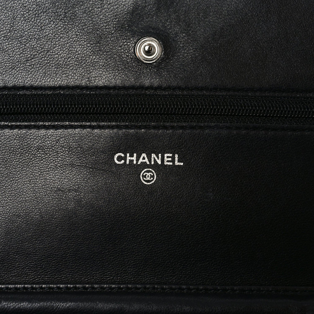 Chanel Lambskin Quilted Wallet On Chain WOC Black