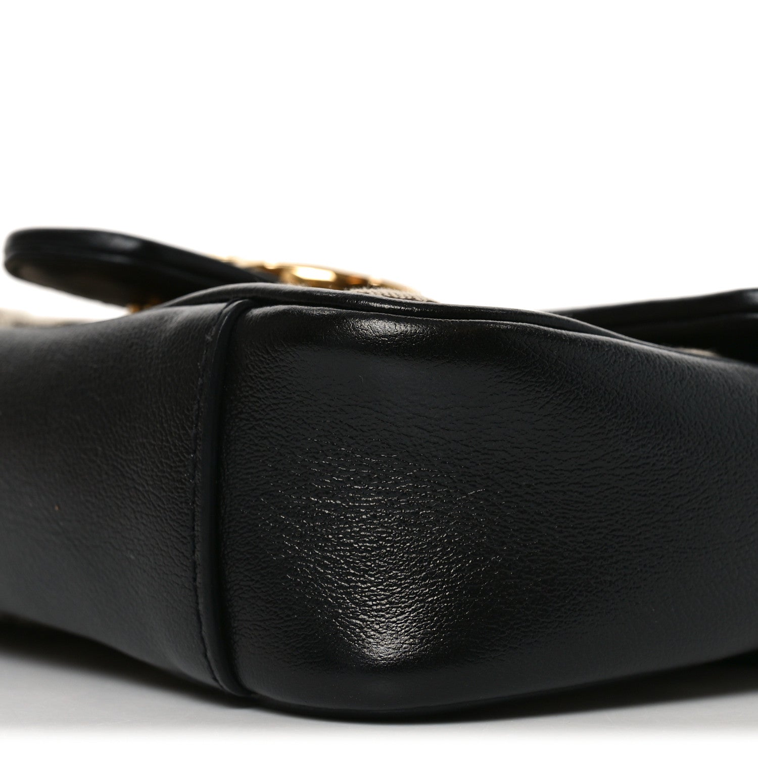 Gucci Monogram Matelasse Diagonal Mini GG Marmont Shoulder Bag Beige Black
