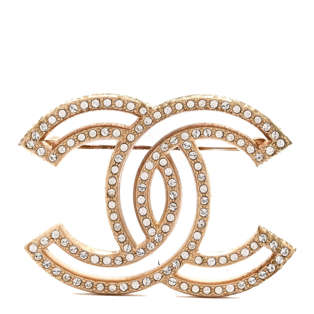 Crystal CC Brooch Gold