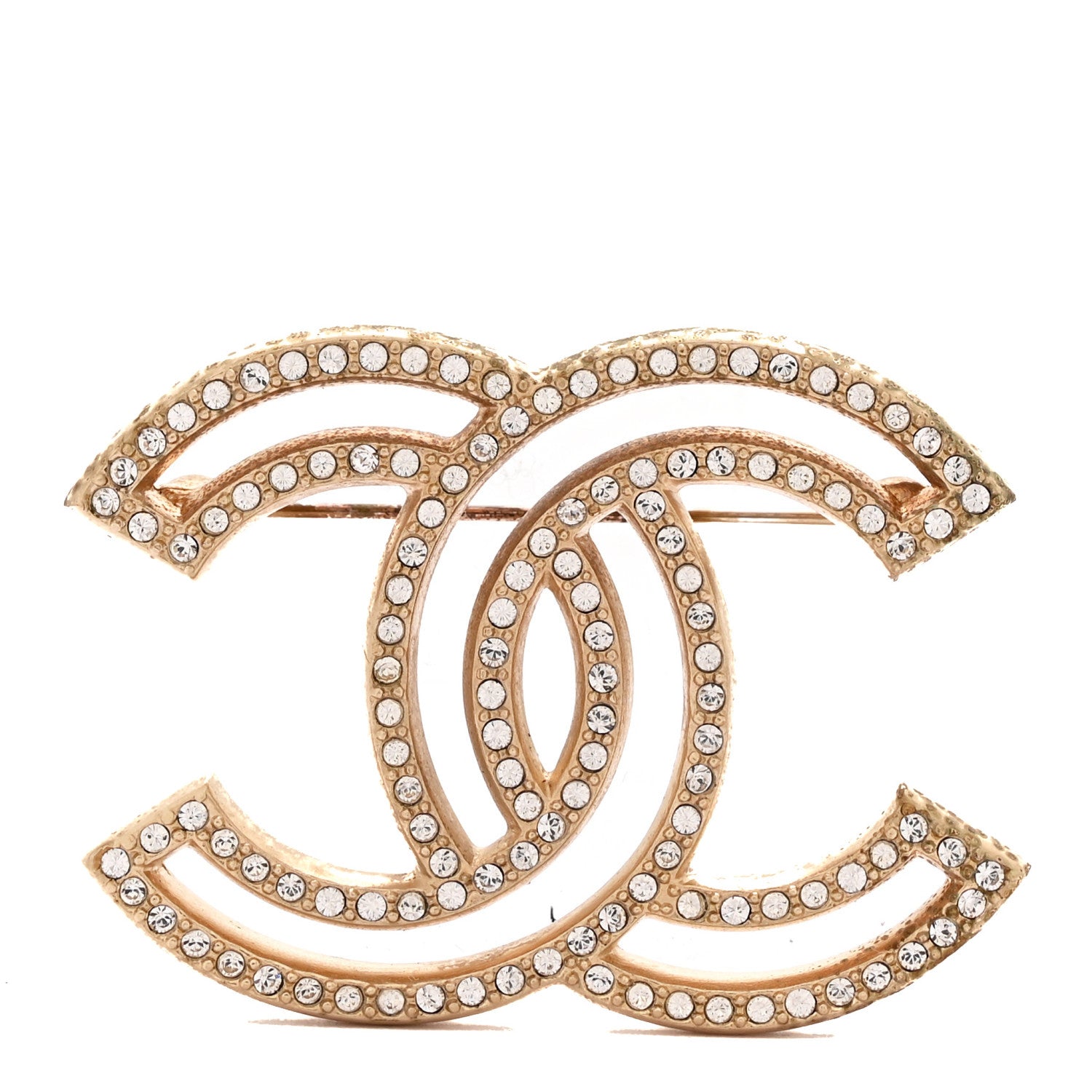 Crystal CC Brooch Gold